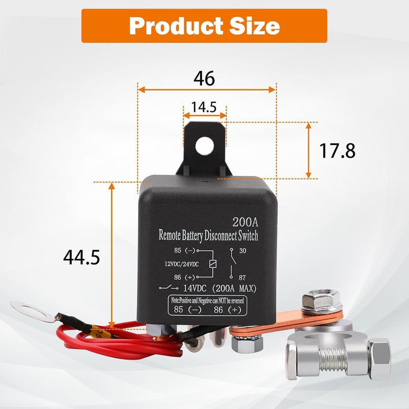 FEITON 200A Rated 360A Starting Current Remote Battery Disconnect Switch DC 12V Remote Control Isolator Kill Switch for Car - Image 4